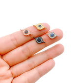 18K Gold Filled Blue CZ EVIL Eye Connector, Micro Pave CZ Evil Eye link, Cubic Zirconia, Gold Filled Brass Charms, 16x9mm| CN014